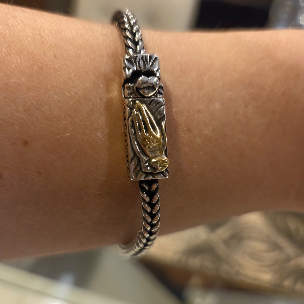 China-Chic National Style Bicolor Weaving Prayer Hand Bracelet Domineering